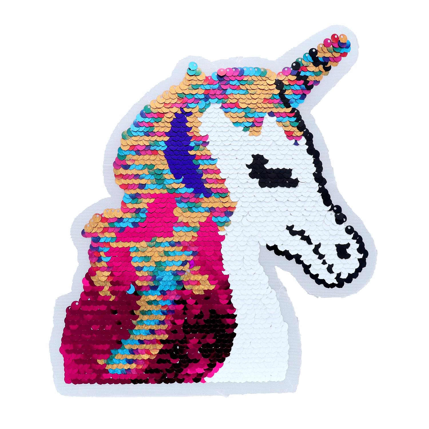 Parche para coser de lentejuela de doble vista unicornio
